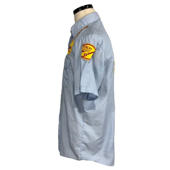 Vintage Unitog Strohs Beer Work Shirt 16-16.5 Blue large 60's - Picture 3 of 16